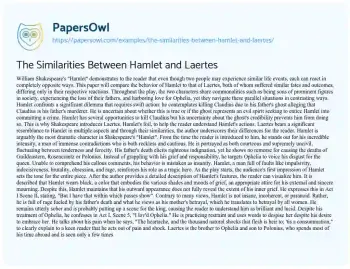 Essay on The Similarities between Hamlet and Laertes