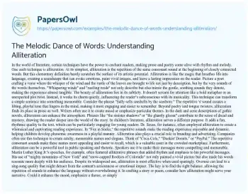 Essay on The Melodic Dance of Words: Understanding Alliteration