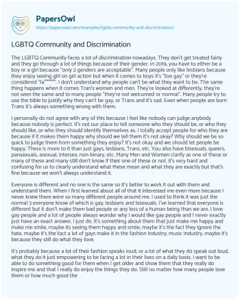 Essay on LGBTQ Community and Discrimination