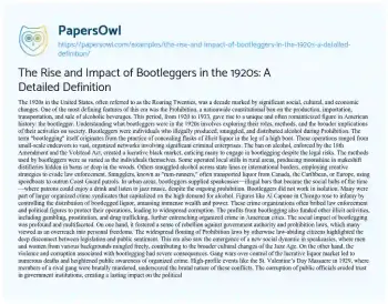 Essay on The Rise and Impact of Bootleggers in the 1920s: a Detailed Definition