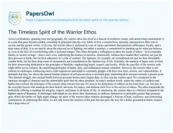 Essay on The Timeless Spirit of the Warrior Ethos