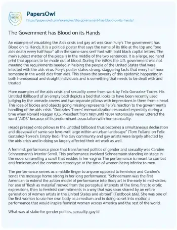 Essay on The Government has Blood on its Hands