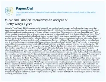 Essay on Music and Emotion Interwoven: an Analysis of ‘Pretty Wings’ Lyrics