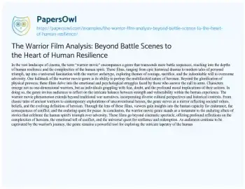 Essay on The Warrior Film Analysis: Beyond Battle Scenes to the Heart of Human Resilience