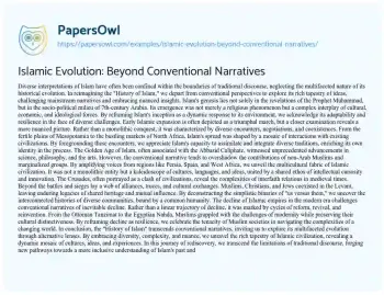 Essay on Islamic Evolution: Beyond Conventional Narratives