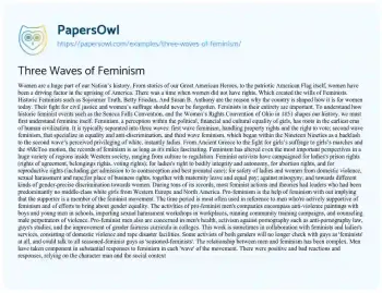 Essay on Three Waves of Feminism