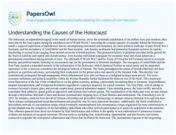 Essay on Understanding the Causes of the Holocaust