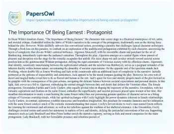 Essay on The Importance of being Earnest : Protagonist