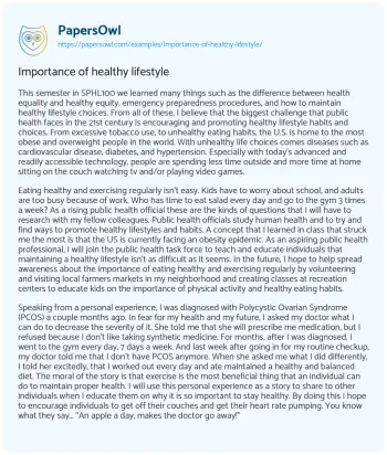 Essay on Importance of Healthy Lifestyle