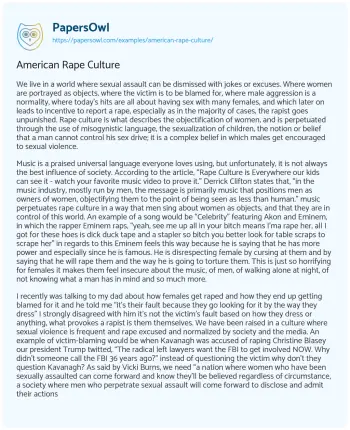 Essay on American Rape Culture