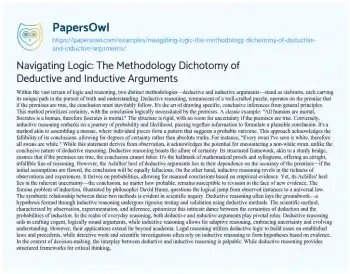 Essay on Navigating Logic: the Methodology Dichotomy of Deductive and Inductive Arguments