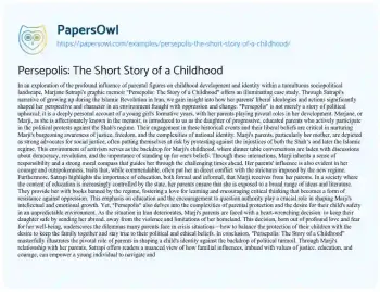 Essay on Persepolis: the Short Story of a Childhood