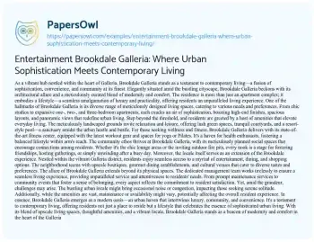 Essay on Entertainment Brookdale Galleria: where Urban Sophistication Meets Contemporary Living