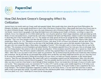 Essay on The Role of Geography in the Rise of Ancient Greek Civilization