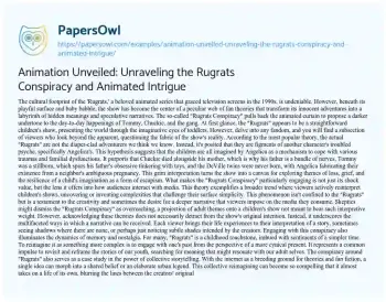 Essay on Animation Unveiled: Unraveling the Rugrats Conspiracy and Animated Intrigue