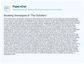 Essay on Breaking Stereotypes in “The Outsiders”