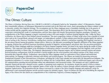 Essay on The Olmec Culture