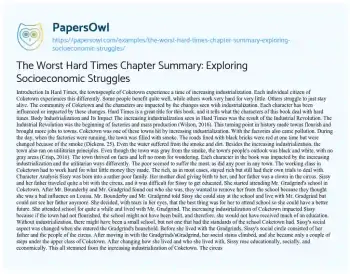 Essay on The Worst Hard Times Chapter Summary: Exploring Socioeconomic Struggles