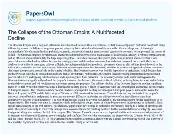 Essay on The Collapse of the Ottoman Empire: a Multifaceted Decline