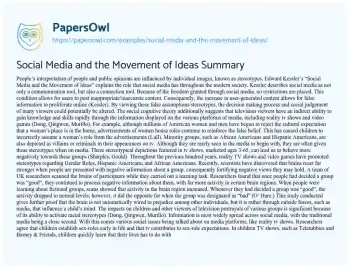 Essay on Social Media and the Movement of Ideas Summary