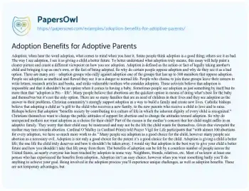 Essay on Social Impact of Modern Adoption Practices