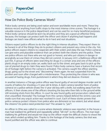 Essay on How do Police Body Cameras Work?