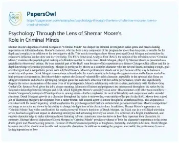 Essay on Psychology through the Lens of Shemar Moore’s Role in Criminal Minds