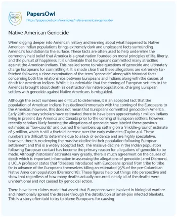 Essay on Native American Genocide