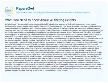 Essay on What you Need to Know about Wuthering Heights