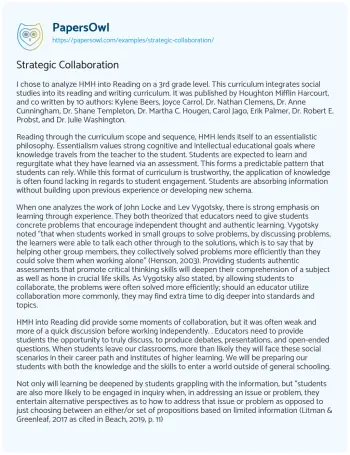 Essay on Strategic Collaboration