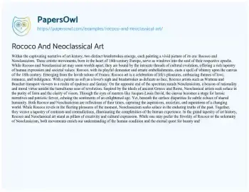 Essay on Rococo and Neoclassical Art