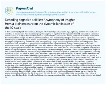 Essay on Decoding Cognitive Abilities: a Symphony of Insights from a Brain Maestro on the Dynamic Landscape of the IQ Scale