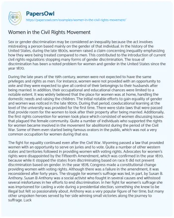 Essay on Women in the Civil Rights Movement