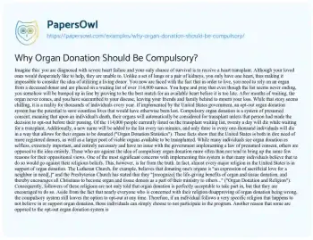 Essay on Why Organ Donation should be Compulsory?