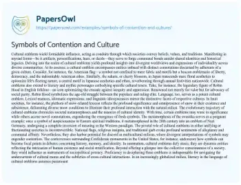 Essay on Symbols of Contention and Culture