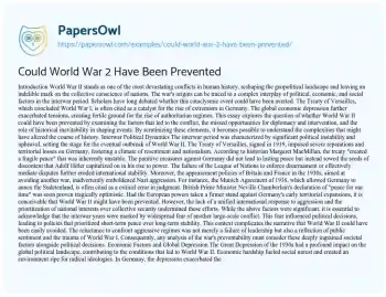 Essay on Could World War 2 have been Prevented