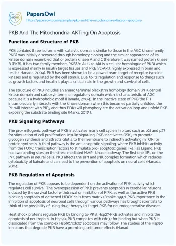 Essay on PKB and the Mitochondria: AKTing on Apoptosis