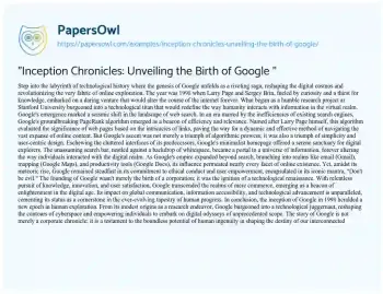 Essay on “Inception Chronicles: Unveiling the Birth of Google
“