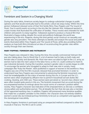 Essay on Feminism and Sexism in a Changing World