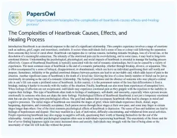 Essay on The Complexities of Heartbreak: Causes, Effects, and Healing Process
