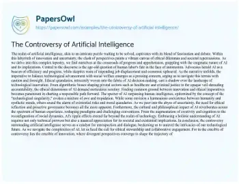 Essay on The Controversy of Artificial Intelligence