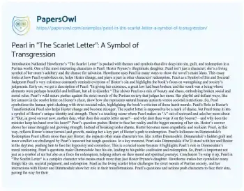 Essay on Pearl in “The Scarlet Letter”: a Symbol of Transgression