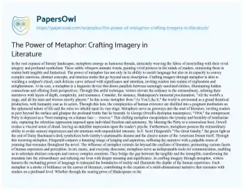 Essay on The Power of Metaphor: Crafting Imagery in Literature