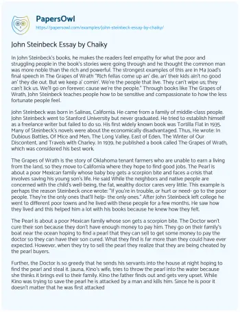 Essay on John Steinbeck Essay by Chaiky