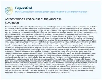 Essay on Gordon Wood’s Radicalism of the American Revolution