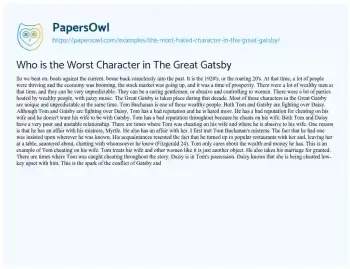 Essay on Who is the Worst Character in the Great Gatsby