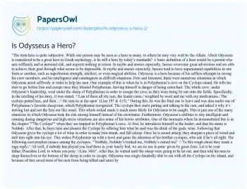 Essay on Is Odysseus a Hero?