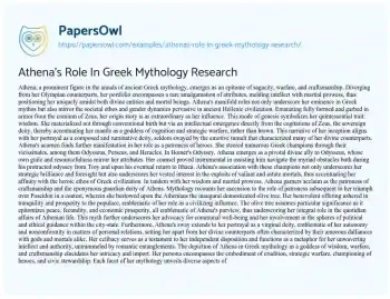 Essay on Athena’s Role in Greek Mythology Research