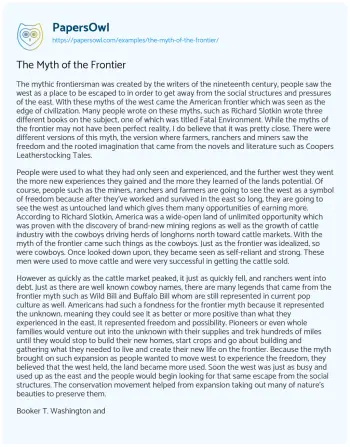 Essay on The Myth of the Frontier