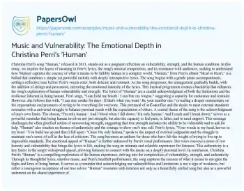 Essay on Music and Vulnerability: the Emotional Depth in Christina Perri’s ‘Human’